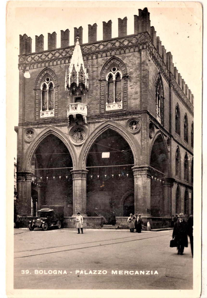 Cartolina antica Bologna Palazzo Mercanzia