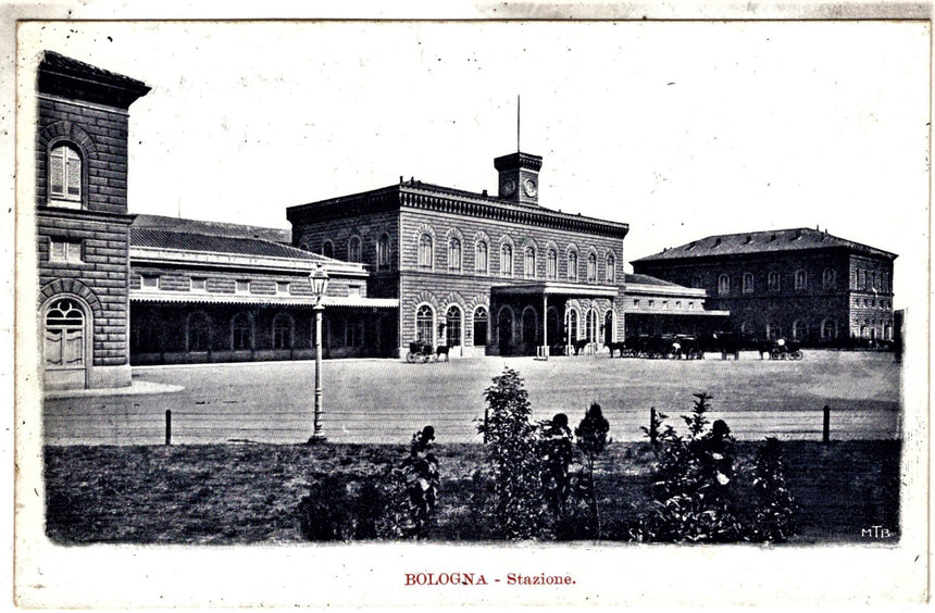Cartolina antica Bologna Stazione Ferroviaria