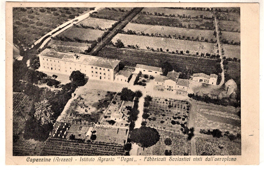 Cartolina antica Capezzine Istit. Agrario Vegni fabbricati scolastici dall Aereo