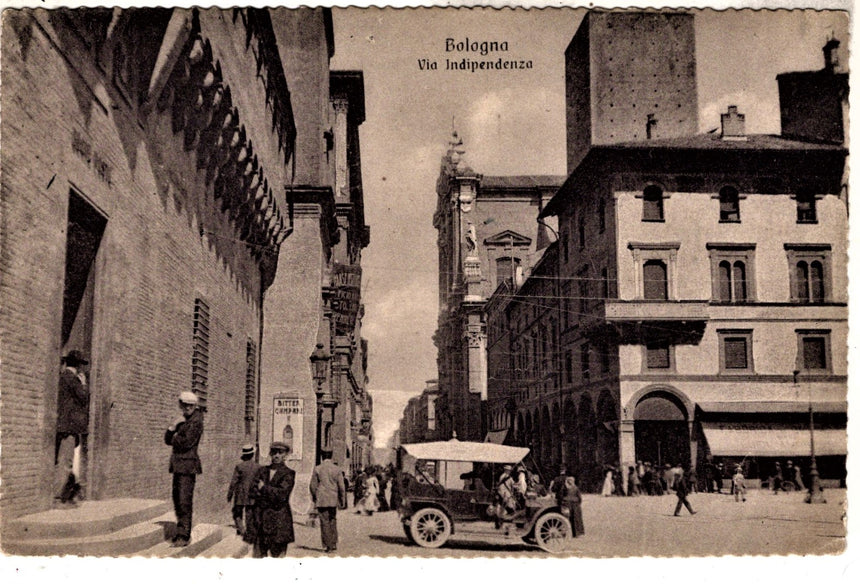 Cartolina antica Bologna via Indipendenza