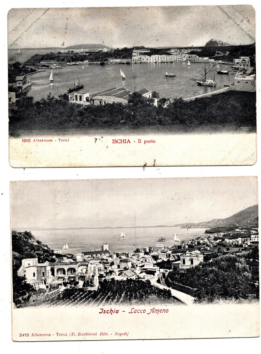Cartolina antica Ischia il porto Lacco Ameno