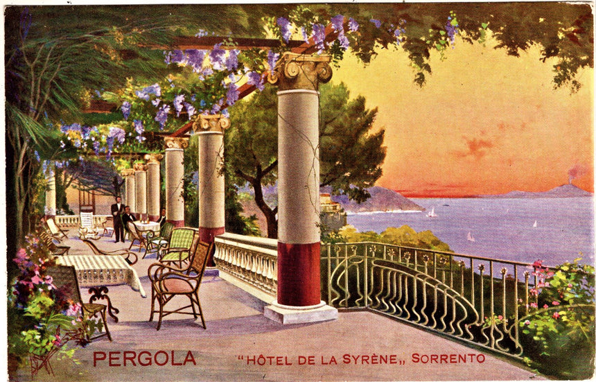 Cartolina antica Sorrento Hotel de la Syrene la pergola