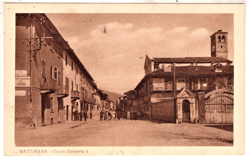 Cartolina antica Gattinara Corso Umberto I Vercelli