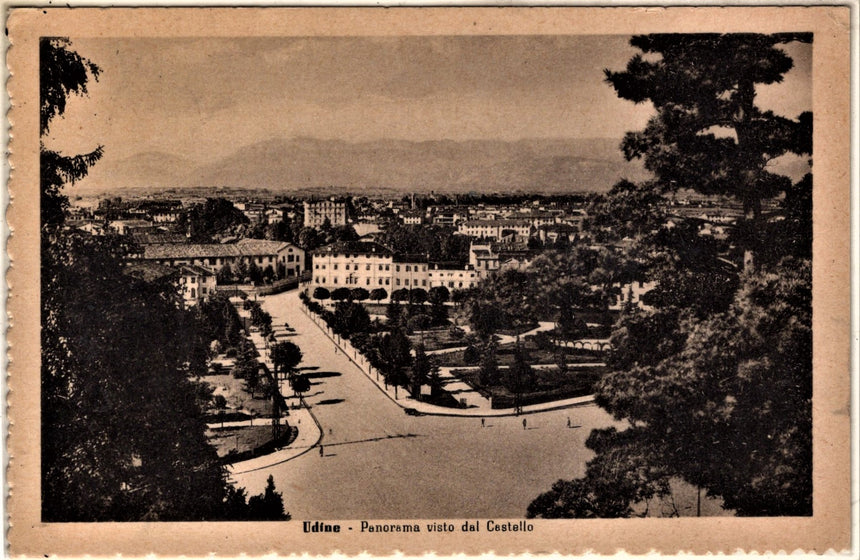 Cartolina antica Udine panorama dal castello