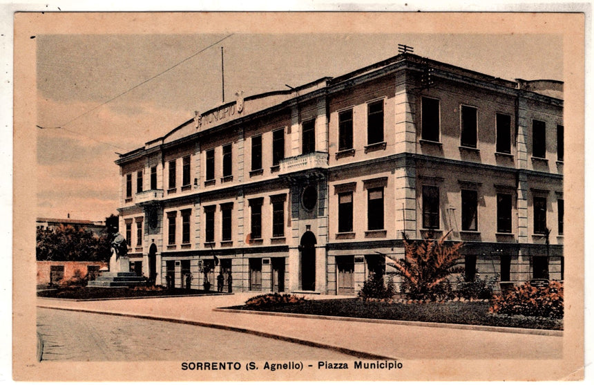 Cartolina antica Sorrento San Agnello piazza municipio