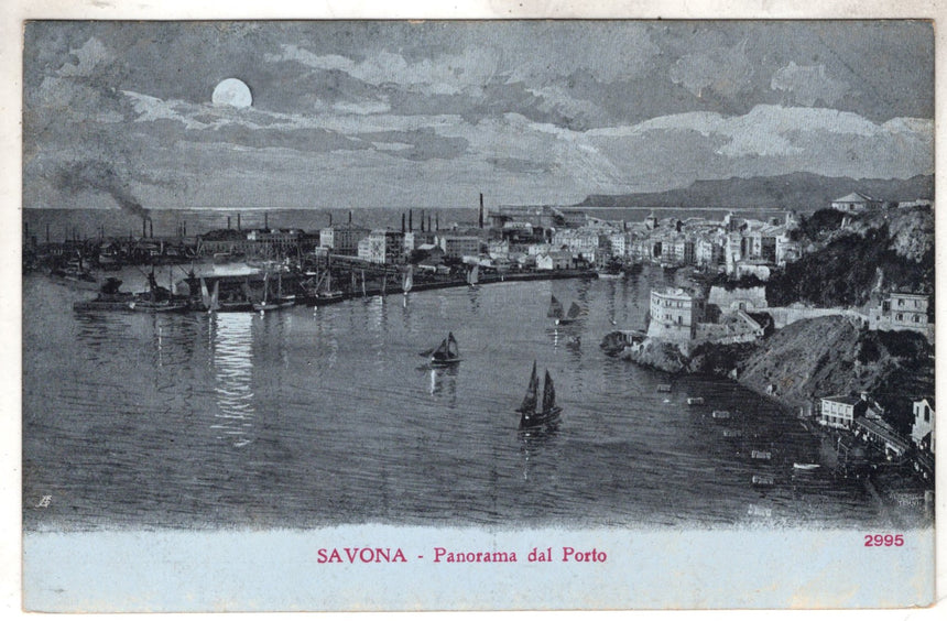 Cartolina antica Savona panorama dal porto