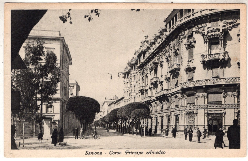 Cartolina antica Savona corso principe Amedeo