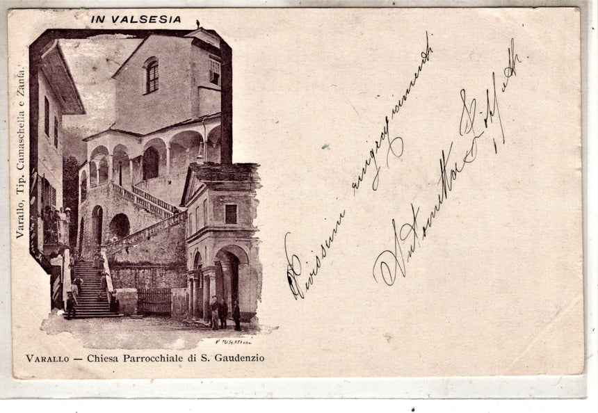 Cartolina antica Varallo Chiesa di San Gaudenzio Valsesia