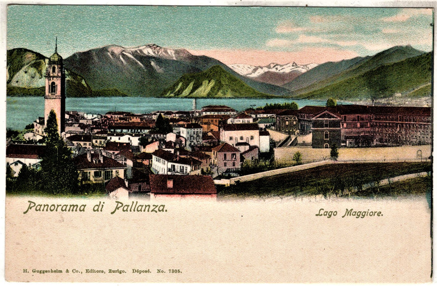 Cartolina antica Lago Maggiore panorama di Pallanza