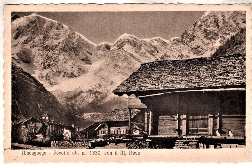 Cartolina antica Macugnaga Pecetto panorama