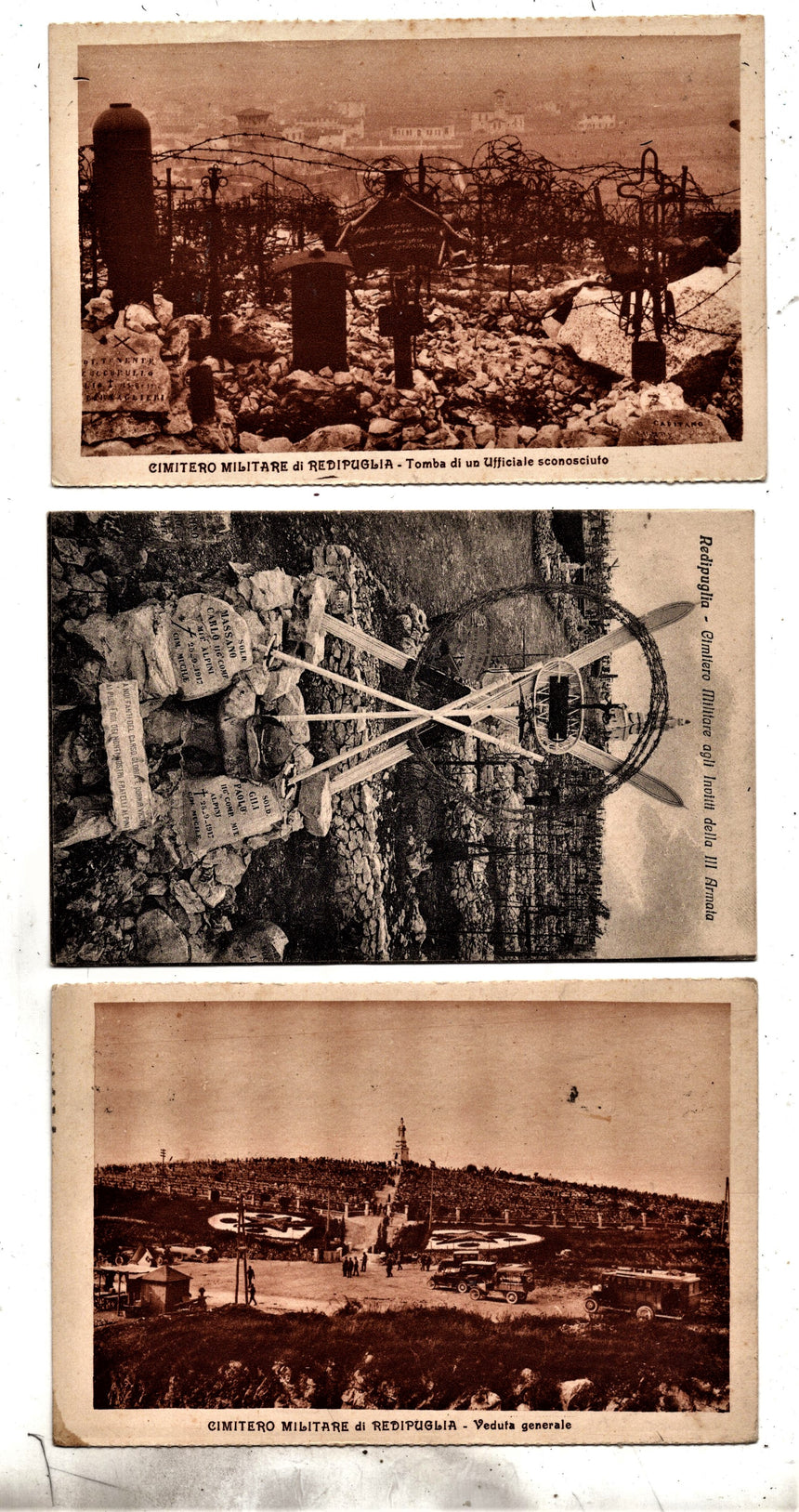 Cartolina antica Cimitero Militare Redipuglia vedute