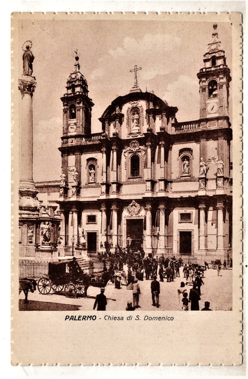 Cartolina antica Palermo chiesa di San Domenico