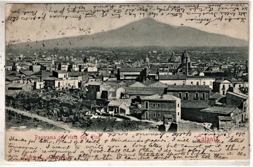 Cartolina antica Catania panorama nel 1900
