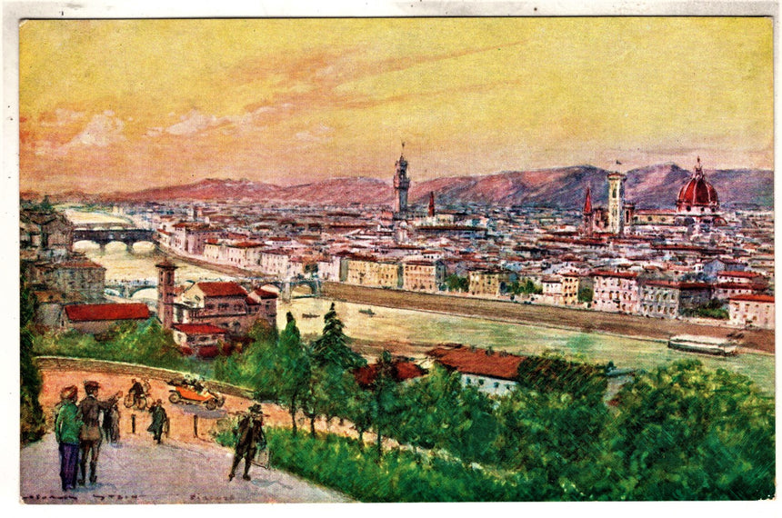 Cartolina antica Firenze panorama da piazza Michelangelo