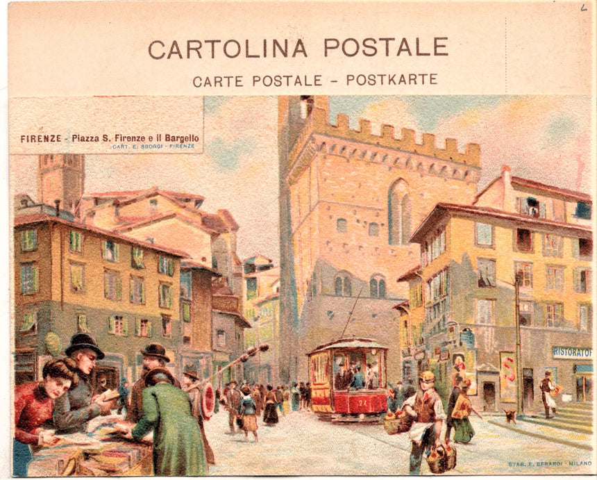 Cartolina antica Firenze il Bargello