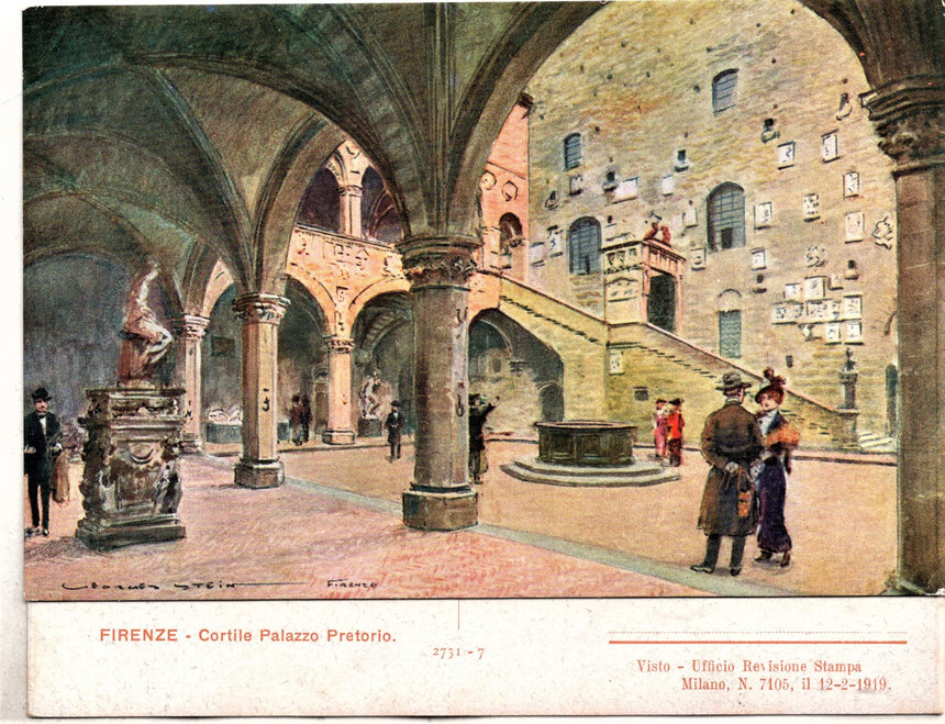 Cartolina antica Firenze Cortile palazzo Pretorio
