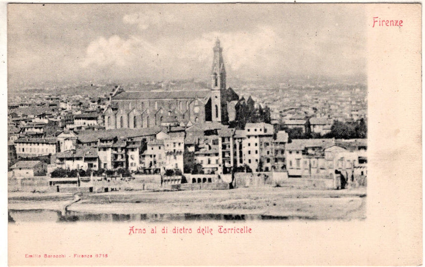 Cartolina antica Firenze Arno dietro le Torricelle
