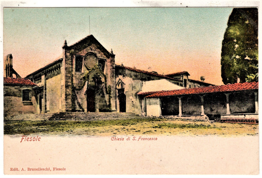 Cartolina antica Fiesole Chiesa S. Francesco