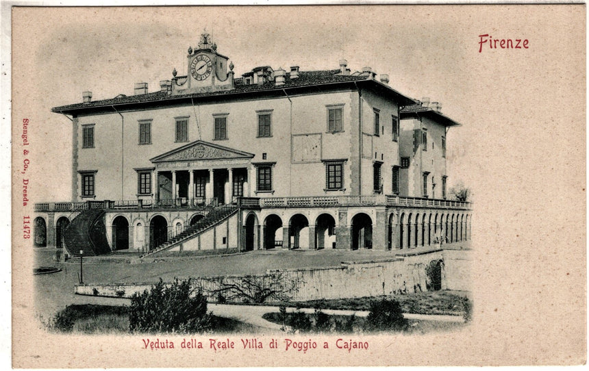 Cartolina antica Firenze Reale villa di Poggio a Cajano