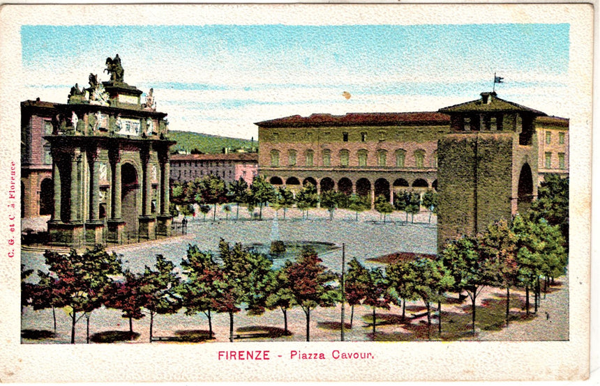 Cartolina antica Firenze piazza Cavour
