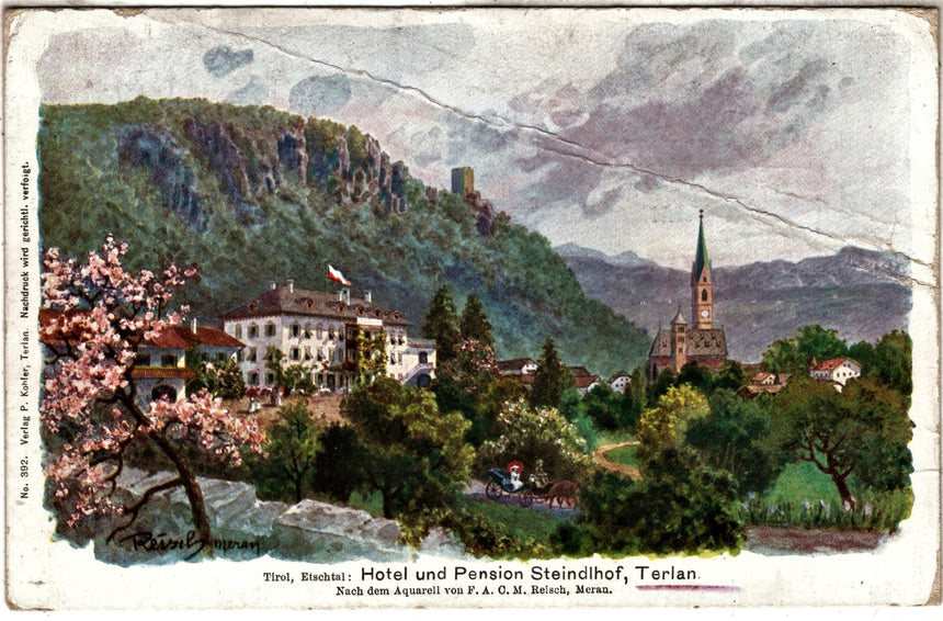 Cartolina antica Bozen Hotel Steindhof Trlan
