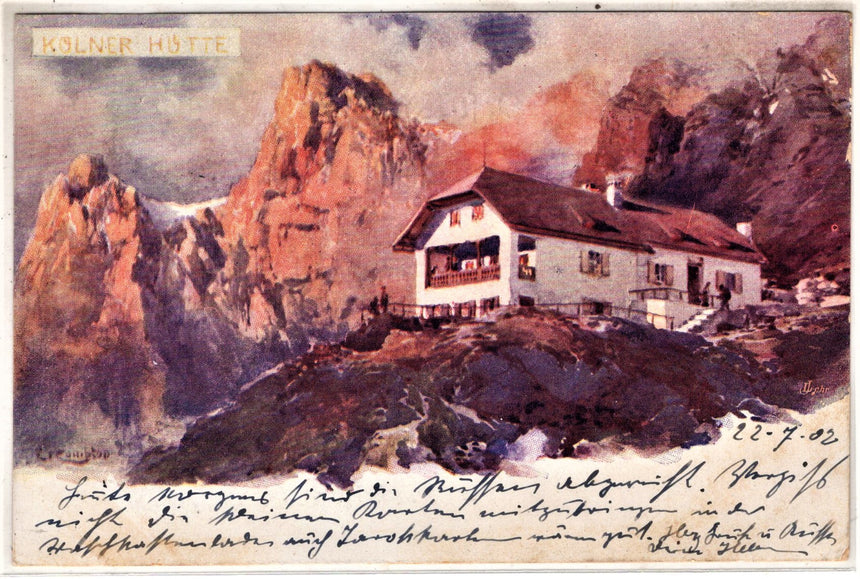 Cartolina antica Bozen Kolner Hutte