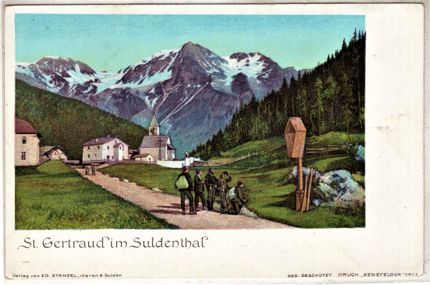 Cartolina antica Bozen St. Gertraud im Suldrnthal