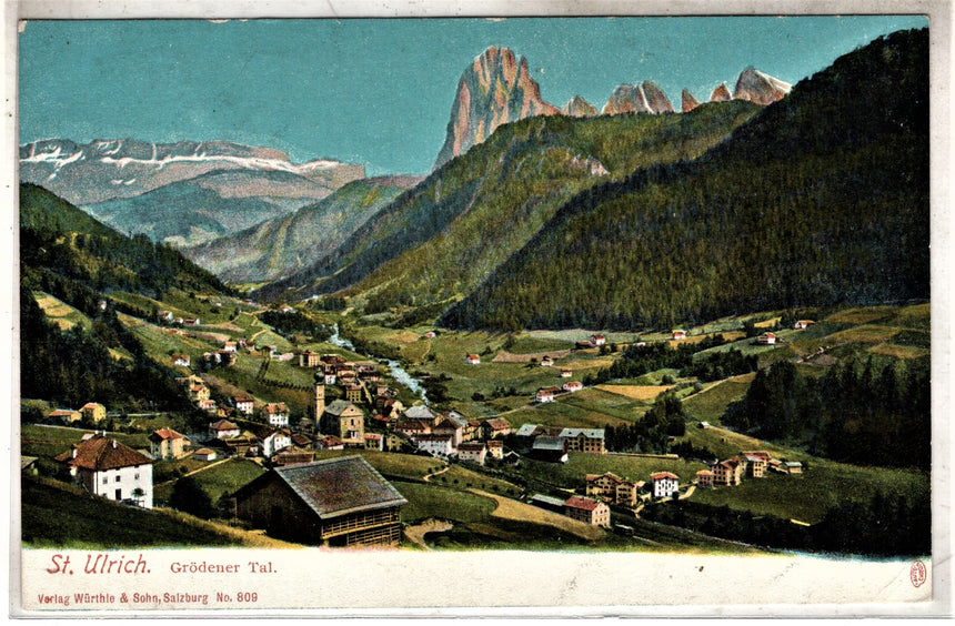Cartolina antica Bozen St.Ultich Crodener Tal