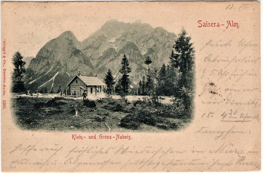 Cartolina antica Saisera Alm Klein und Gross Nabois