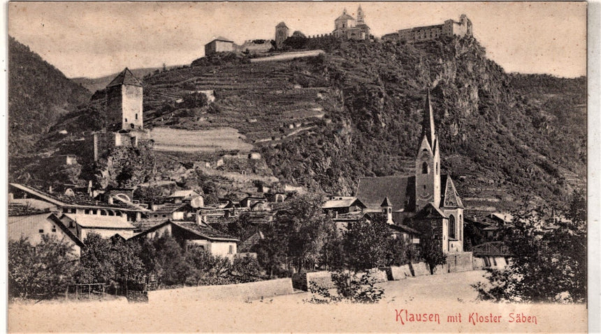 Cartolina antica Bozen Klausen mit Kloster Sàben