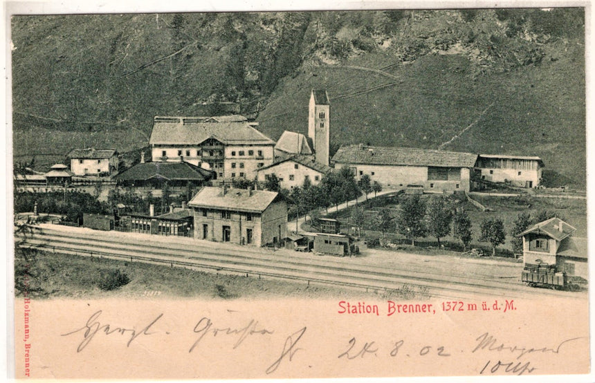 Cartolina antica Station Brenner Brennero la stazione ferroviaria