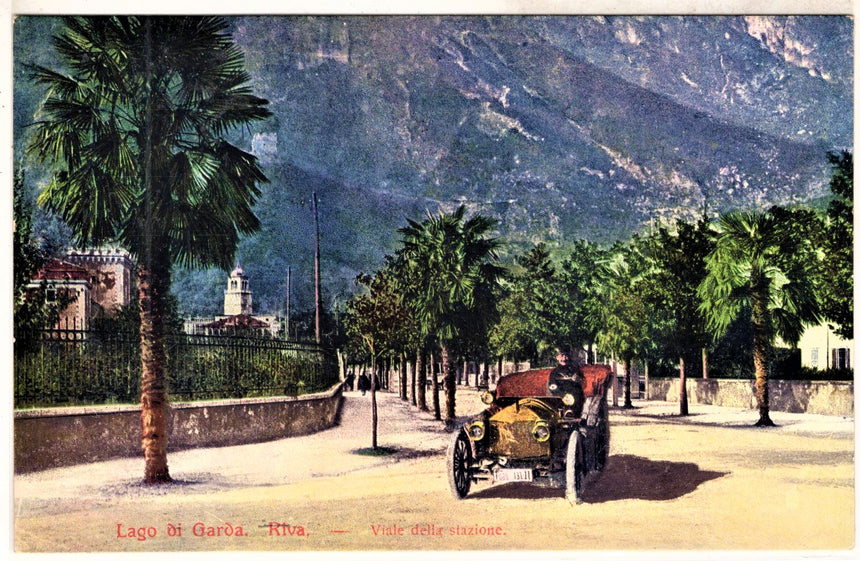 Cartolina antica Trento Riva del Garda viale stazione