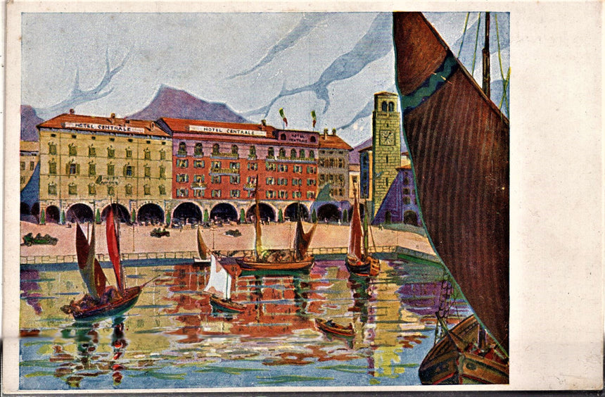 Cartolina antica Trento Riva del Garda Hotel Centrale