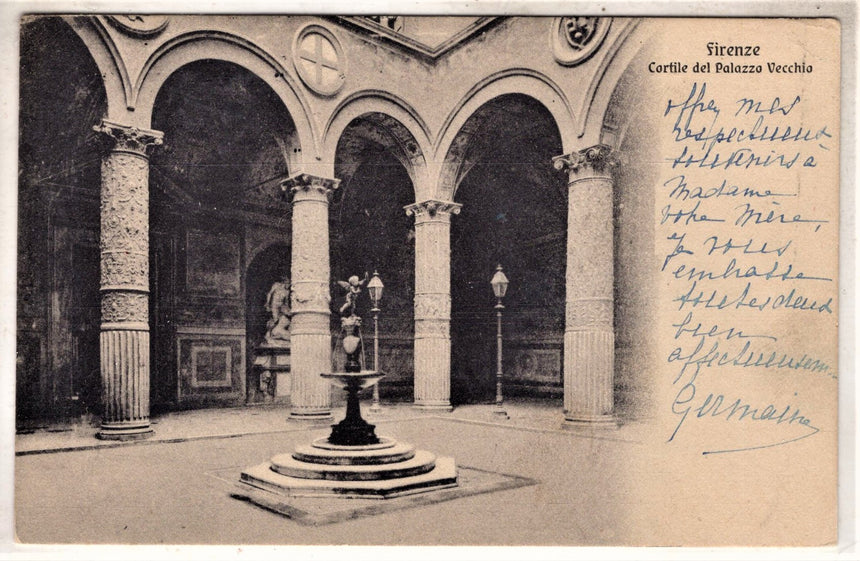 Cartolina antica Firenze cortile palazzo Vecchio