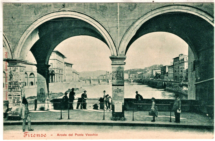 Cartolina antica Firenze arcate del Ponte Vecchio