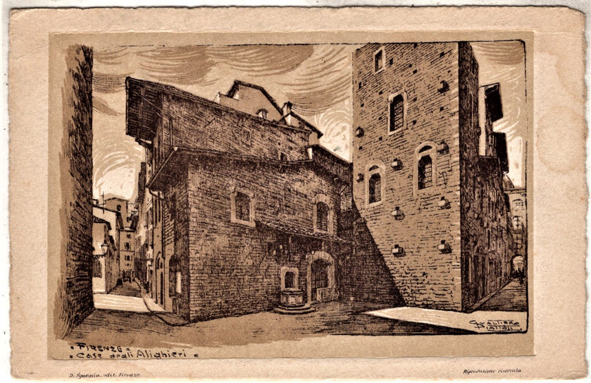 Cartolina antica Firenze casa degli Alighieri
