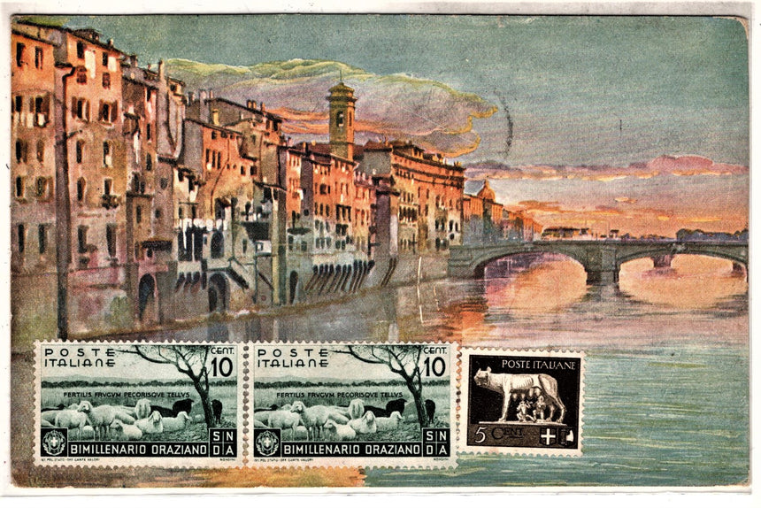 Cartolina antica Firenze l Arno e il ponte trinita