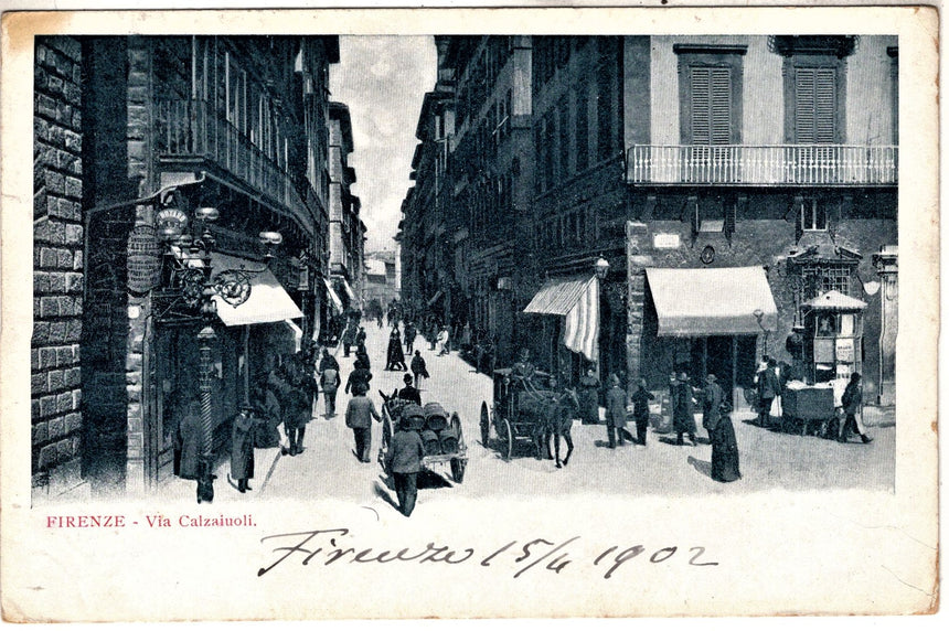Cartolina antica Firenze via Calzaiuoli