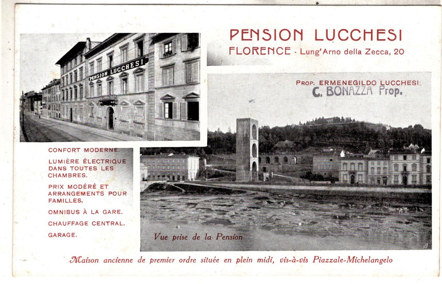 Cartolina antica Firenze Pensione Lucchesi