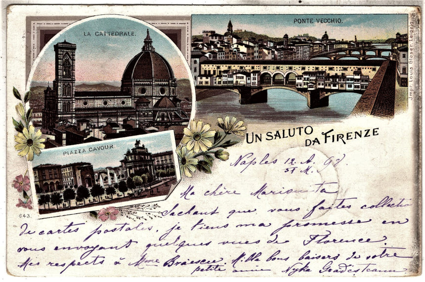 Cartolina antica Un saluto da Firenze