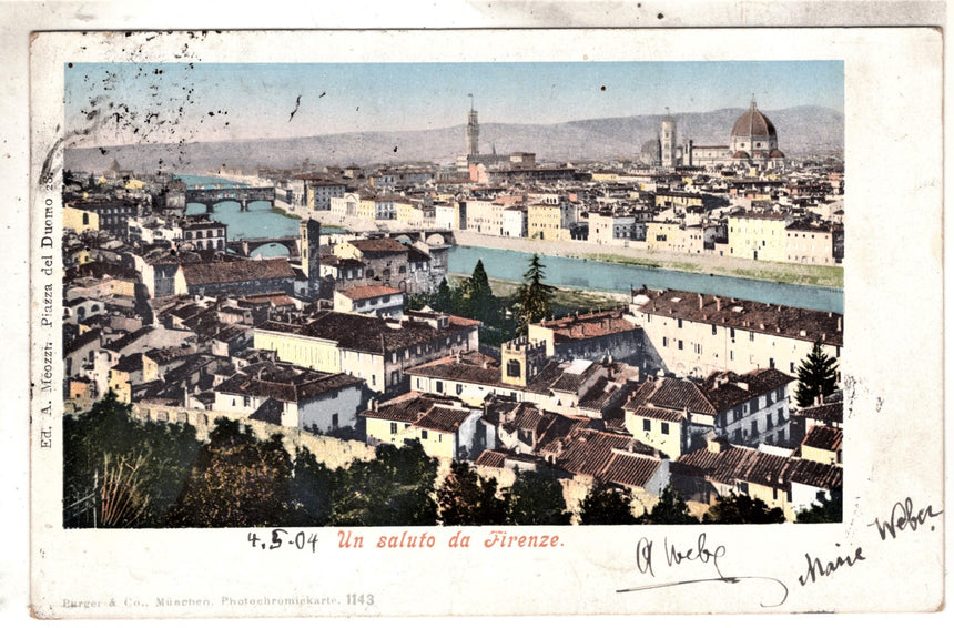 Cartolina antica Un saluto da Firenze spedita x Branzoll Austria