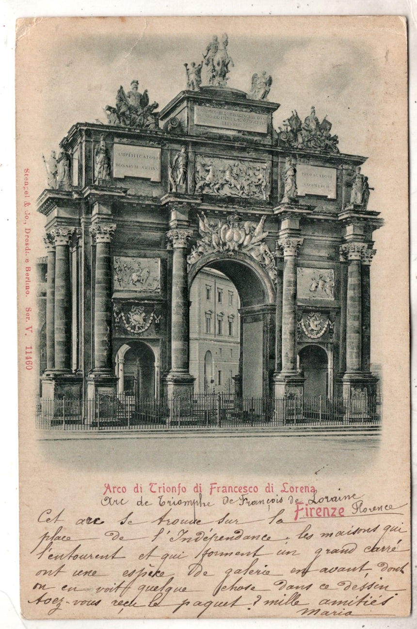 Cartolina antica Firenze Arco di Trionfo F.di Lorena cartolina rilievo