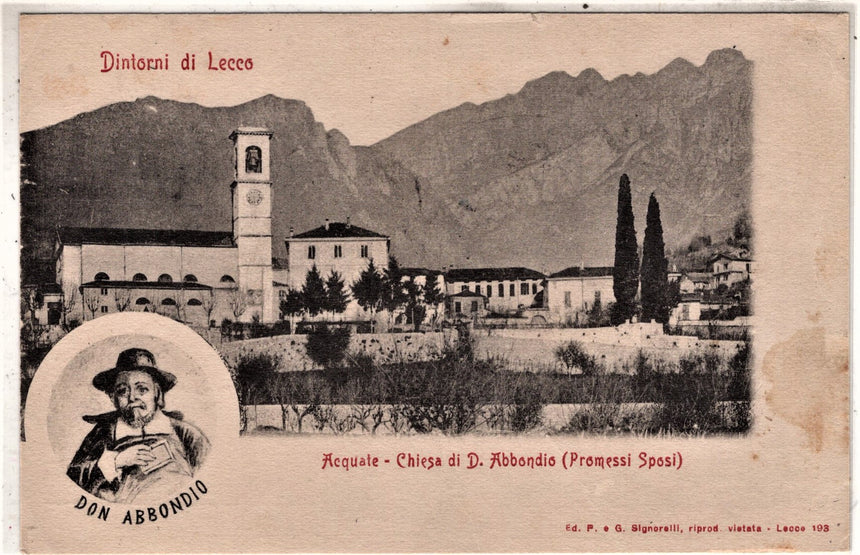 Cartolina antica Acquate dintorni di Lecco - Chiesa di Don Abbondio (Promessi Sposi)