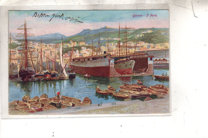 Cartolina antica Genova il porto