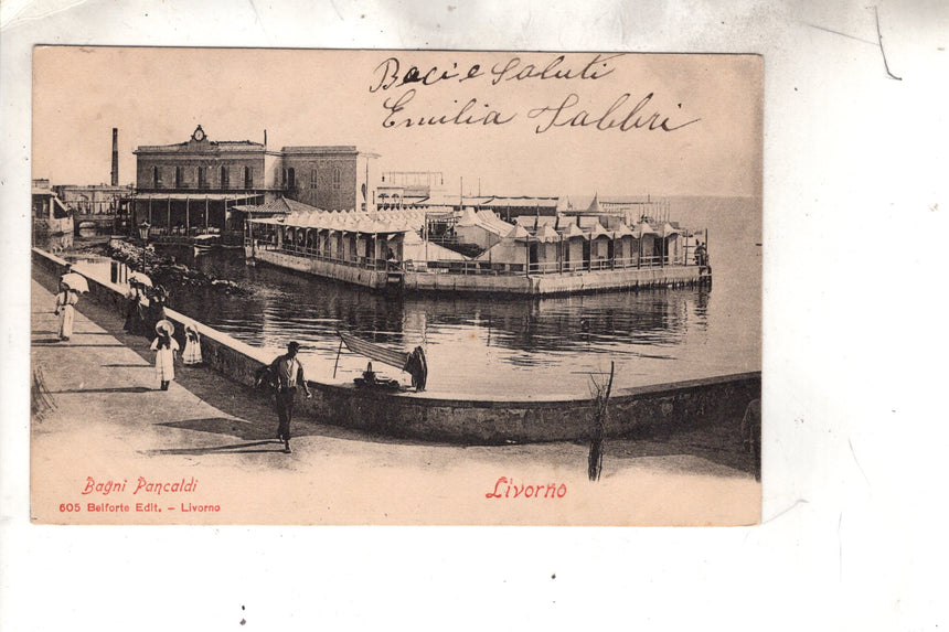 Cartolina antica Livorno bagni Pancaldi