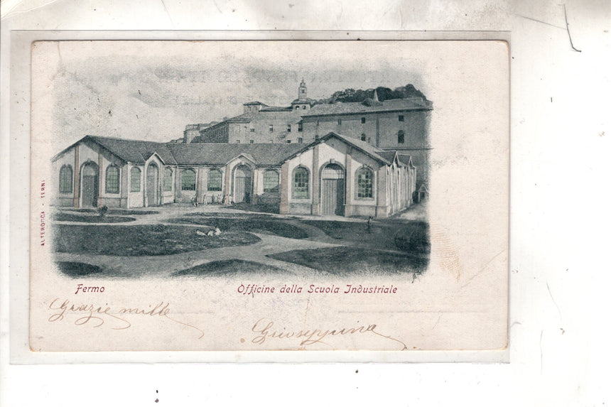 Cartolina antica Fermo Officine dalla scuola Indusriale