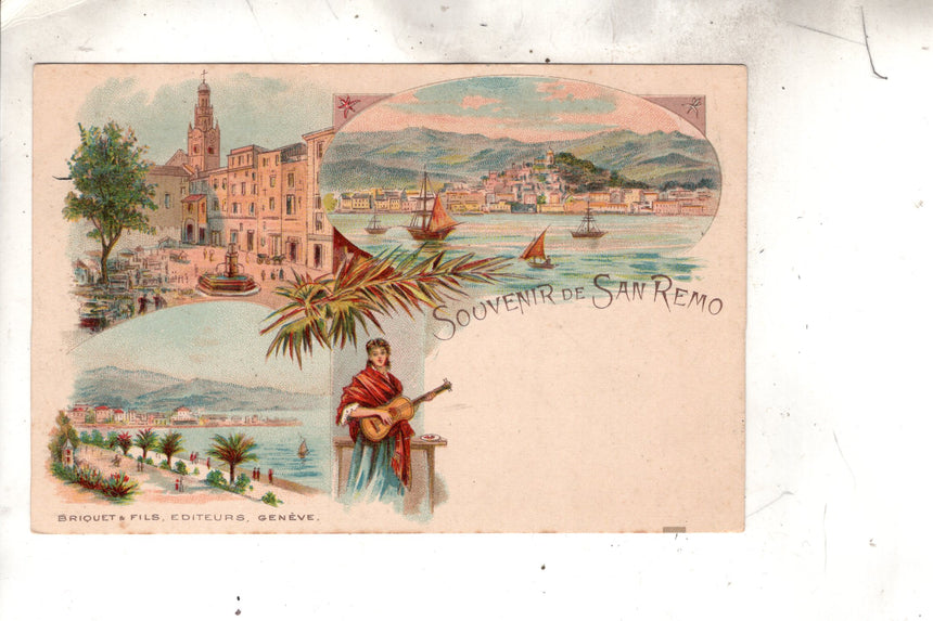 Cartolina antica Souvenir de Sanremo