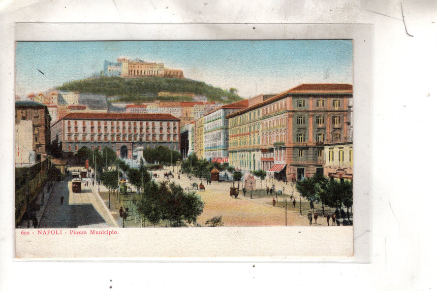 Cartolina antica Napoli Piazza Municipio