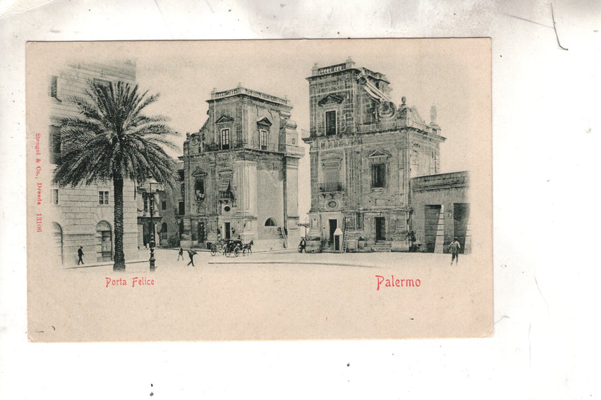 Cartolina antica Palermo porta Felice