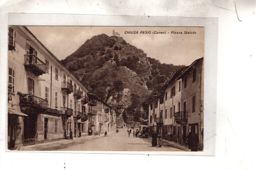 Cartolina antica Cuneo Chiusa Pesio piazza Statuto